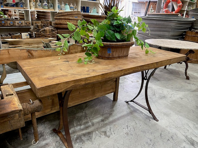 Wooden Top, Metal  Base Table  #7137