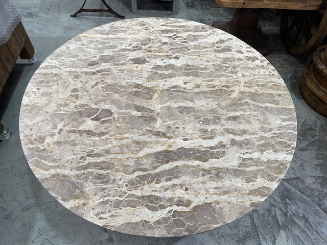 Capri Beige Marble Top, Cast Iron Base Table  #7138