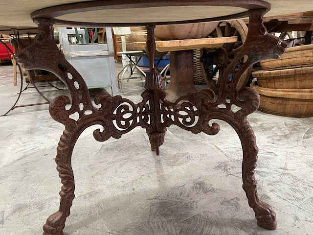 Capri Beige Marble Top, Cast Iron Base Table  #7138