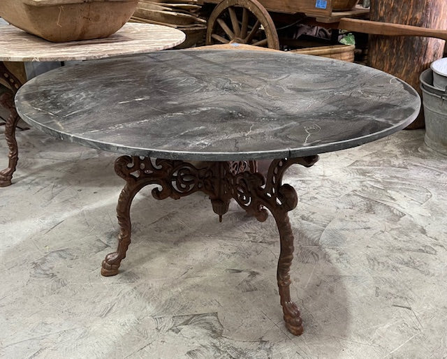 Black  Marble Top, Cast Iron Base Table  #7139