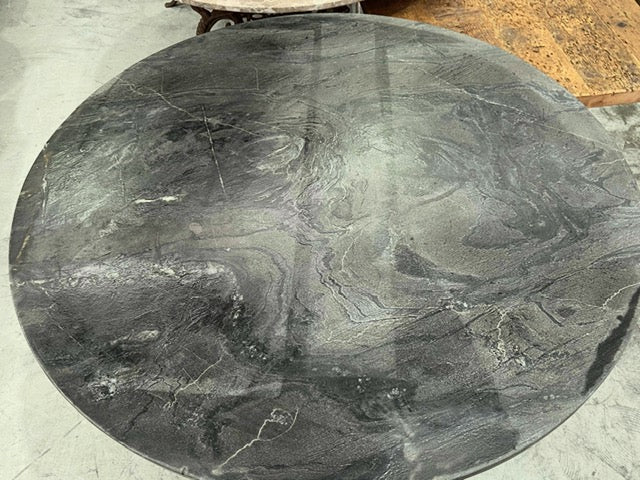 Black  Marble Top, Cast Iron Base Table  #7139