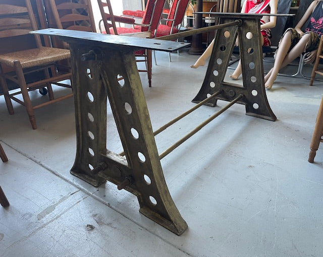 Wooden Top, Cast Iron Base Table  #7144