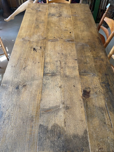 Wooden Top, Cast Iron Base Table  #7144