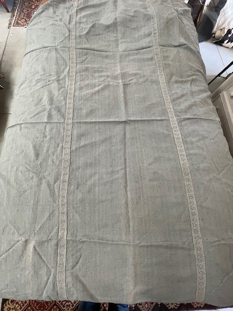 Steele Blue Dyed 1940s  Linen/Hemp Sheet    #7200  (Read Information About This Item)