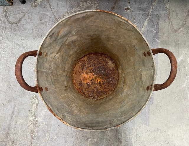 Rustic Turkish Galvanised No  Hole  Olive Picking Bucket  #7214