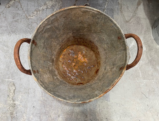 Rustic Turkish Galvanised No  Hole  Olive Picking Bucket  #7215