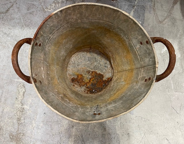 Rustic Turkish Galvanised No  Hole  Olive Picking Bucket  #7216