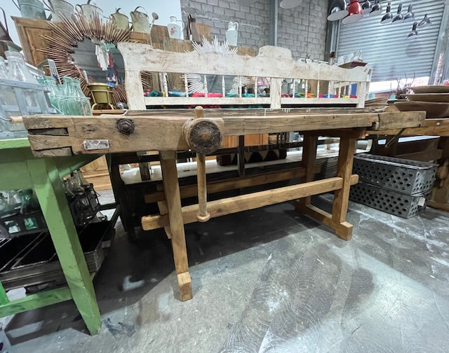 Rustic Timber Workbench Workbenches – Fossil Vintage Australia
