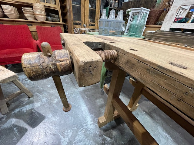 Vintage / Rustic European  Woodworking  Workbench #7218