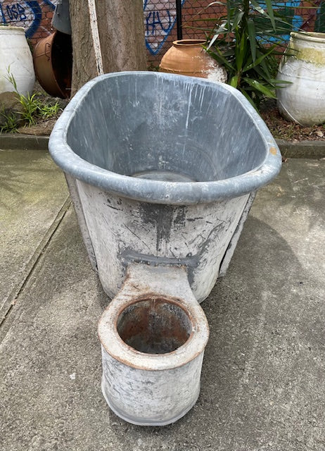 1940s  Rustic  European Galvanised Bathtub with coal heating space #6314