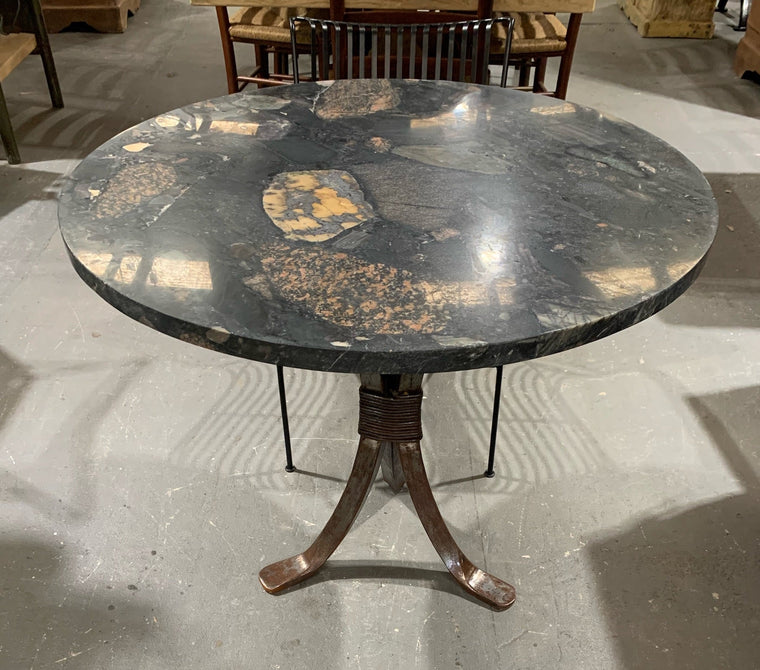 Round Norvigo Marble Top  and Iron Base  Table #5517
