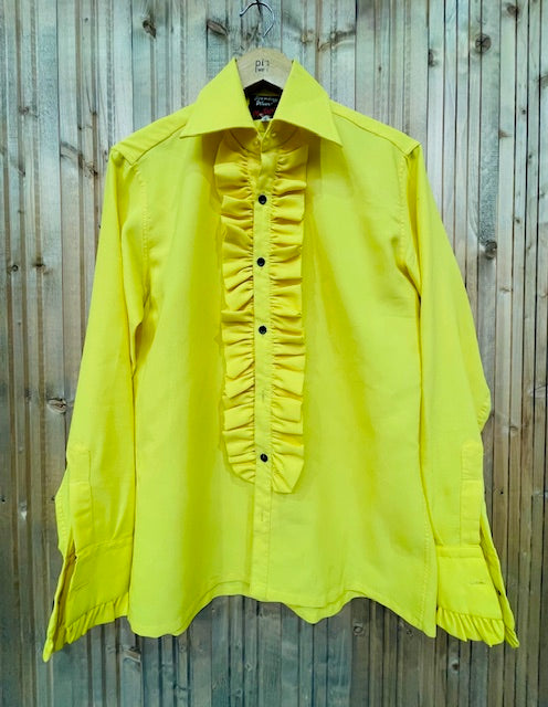Mens Vintage Long  Sleeve Bright Yellow  Shirt  #VS28