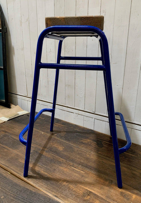 Metal Base with Wooden Seat Stool  # 5513