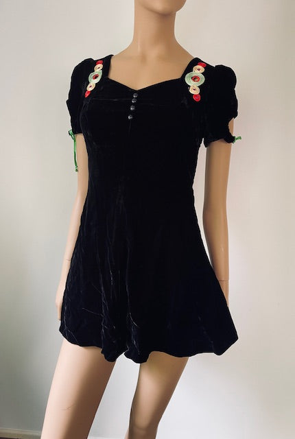 1970s Crushed Velvet Mini  Dress #B108