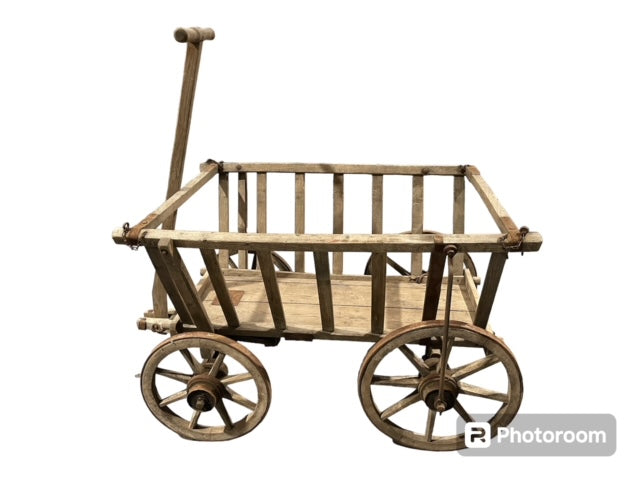 Vintage European Wooden Pumpkin Cart #5846