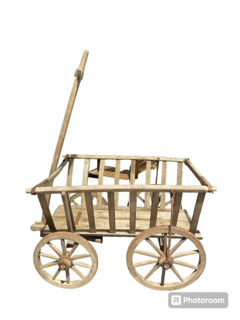 Vintage European Wooden Pumpkin Cart #5931