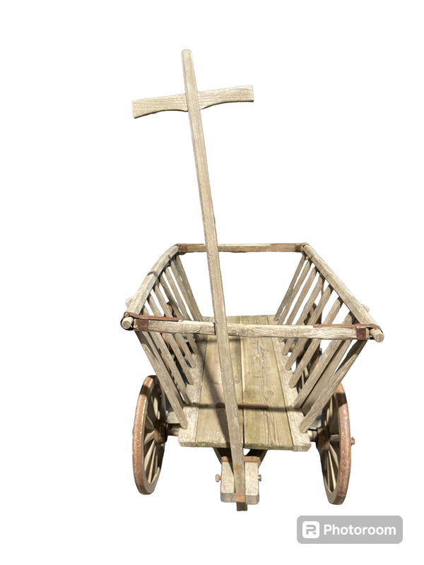 Vintage European Wooden Pumpkin Cart #5931