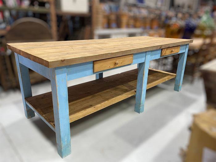 Vintage European Kitchen Island Table / Drapers Table #6789