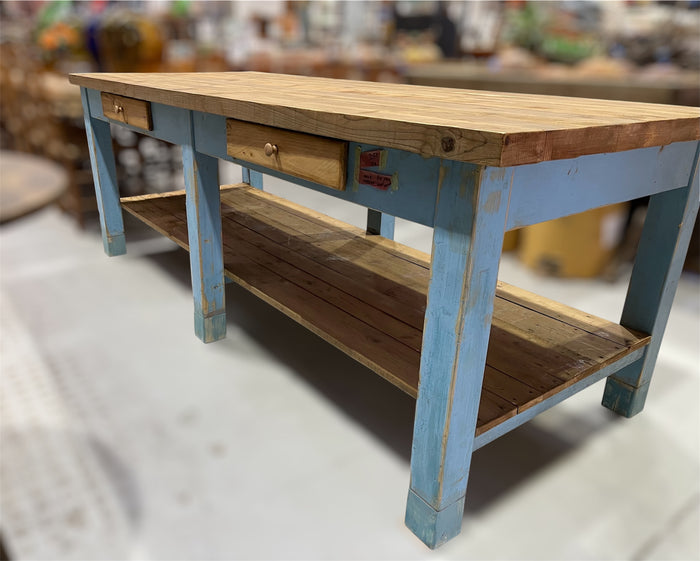 Vintage European Kitchen Island Table / Drapers Table #6789