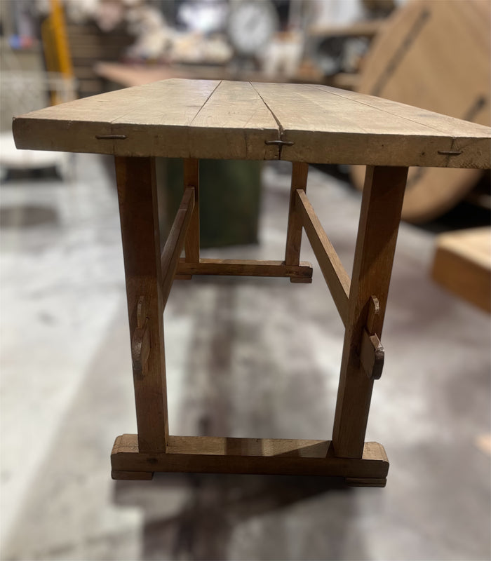 Vintage European  Trestle Bench  Table #6790