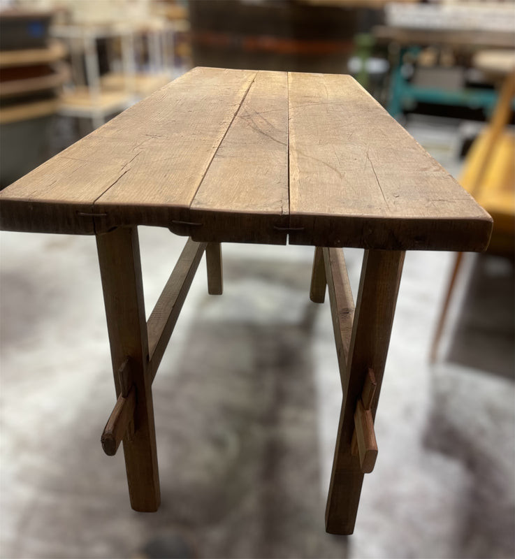 Vintage European  Trestle Bench  Table #6791