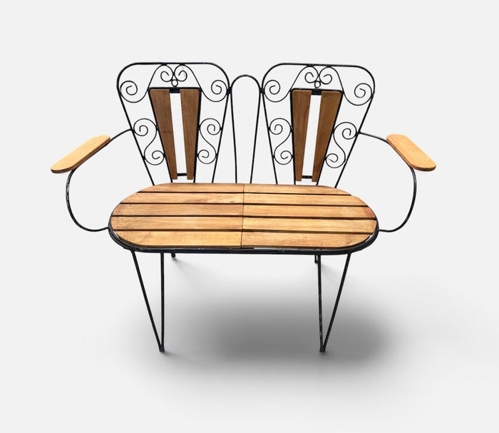 Eastern European  Metal - Wood Patio/ Garden Bench Seat  #7391