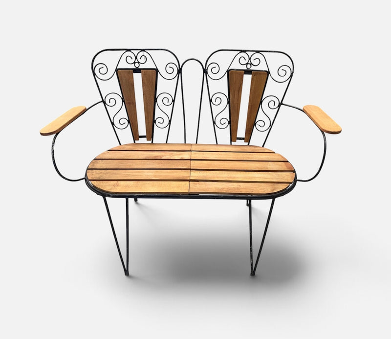 Eastern European  Metal - Wood Patio/ Garden Bench Seat  #7391