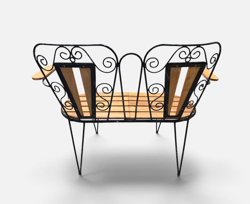 Eastern European  Metal - Wood Patio/ Garden Bench Seat  #7391