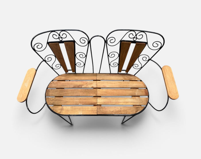 Eastern European  Metal - Wood Patio/ Garden Bench Seat  #7391