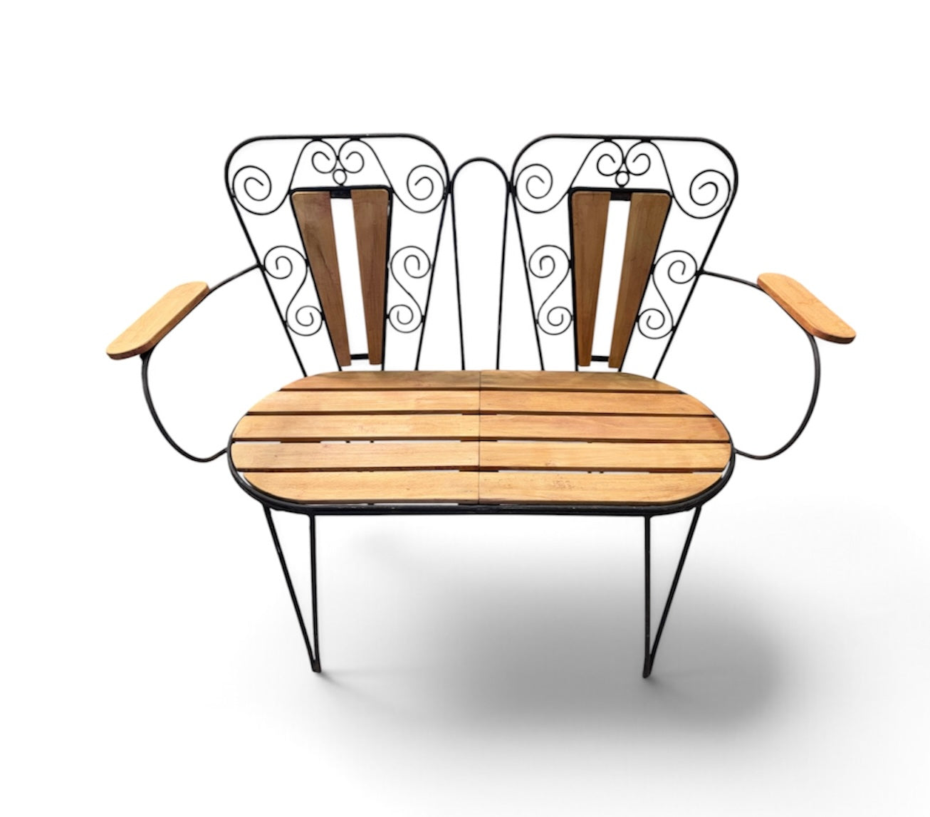 Eastern European  Metal - Wood Patio/ Garden Bench Seat  #7392
