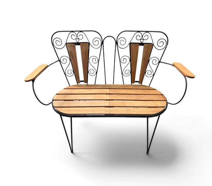 Eastern European  Metal - Wood Patio/ Garden Bench Seat  #7392