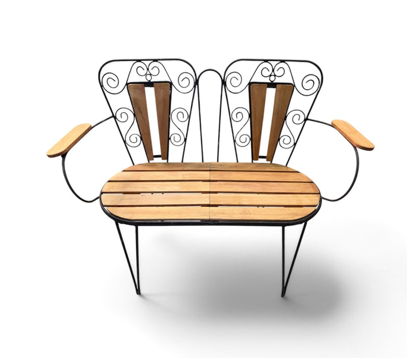 Eastern European  Metal - Wood Patio/ Garden Bench Seat  #7392