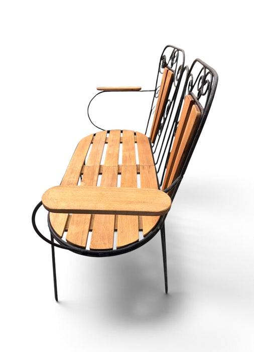 Eastern European  Metal - Wood Patio/ Garden Bench Seat  #7392