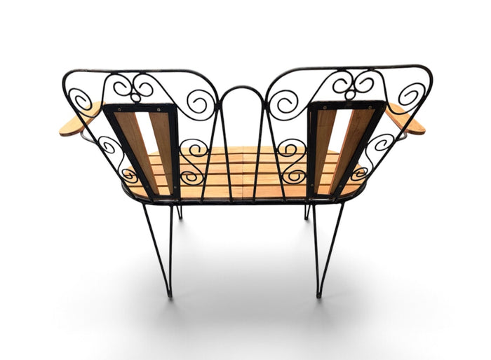 Eastern European  Metal - Wood Patio/ Garden Bench Seat  #7392