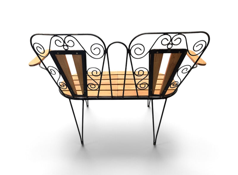 Eastern European  Metal - Wood Patio/ Garden Bench Seat  #7392