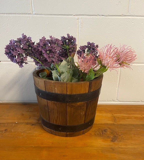 Vintage  European Wooden Bucket with Handle   #6452  Byron