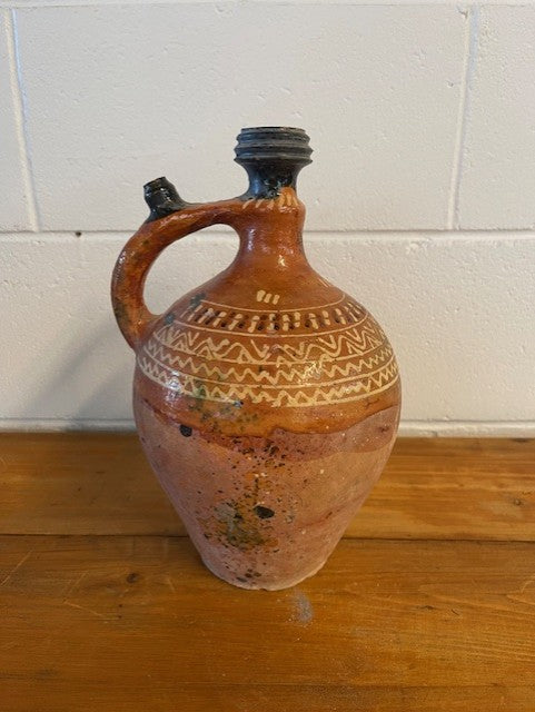 Vintage  Glazed  Hungarian  Terracotta Jug  #6443  Byron