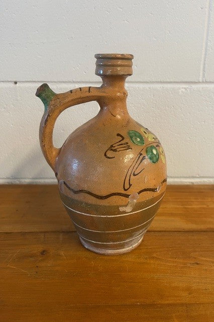 Vintage  Glazed  Hungarian  Terracotta Jug  #6447 Byron