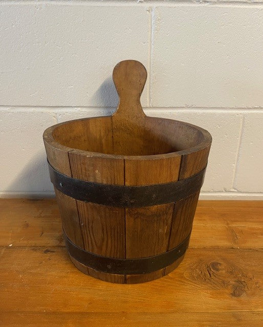 Vintage  European Wooden Bucket with Handle   #6452  Byron