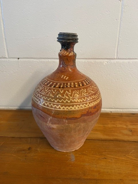 Vintage  Glazed  Hungarian  Terracotta Jug  #6443  Byron