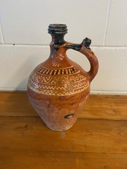 Vintage  Glazed  Hungarian  Terracotta Jug  #6443  Byron