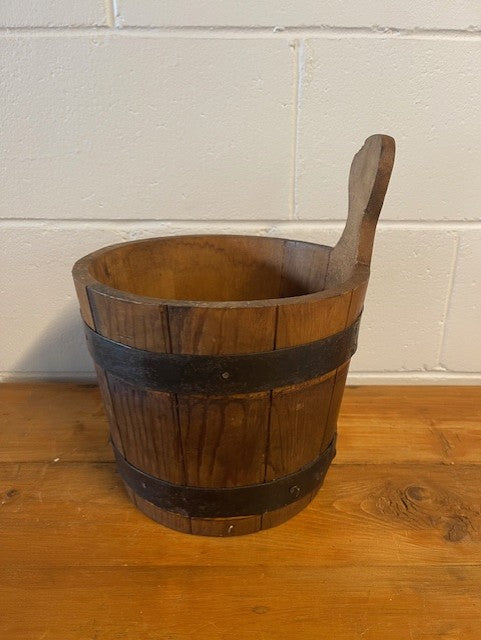 Vintage  European Wooden Bucket with Handle   #6452  Byron