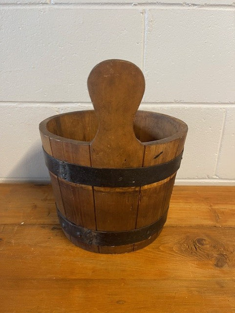 Vintage  European Wooden Bucket with Handle   #6452  Byron