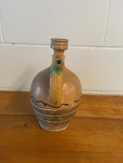 Vintage  Glazed  Hungarian  Terracotta Jug  #6447 Byron