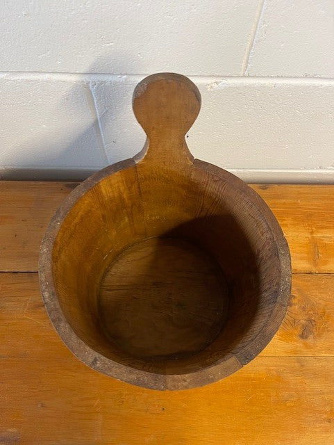 Vintage  European Wooden Bucket with Handle   #6452  Byron