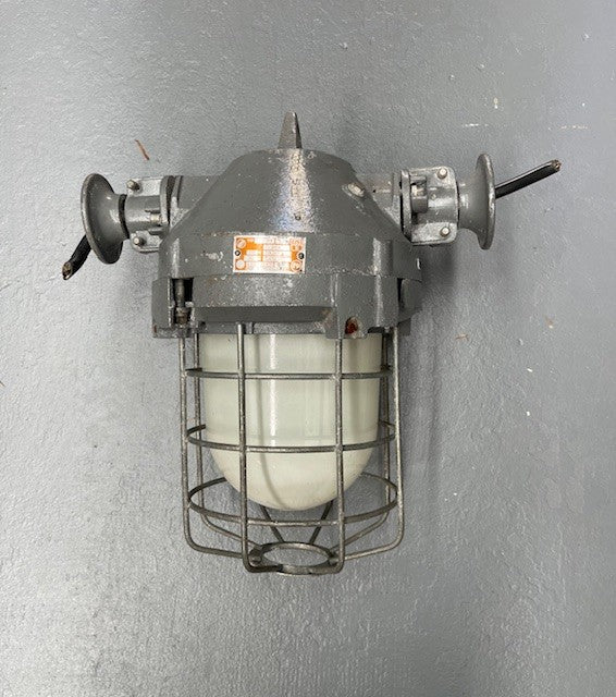 Vintage Industrial CZECH Caged Bunker  Light  #6207  Byron