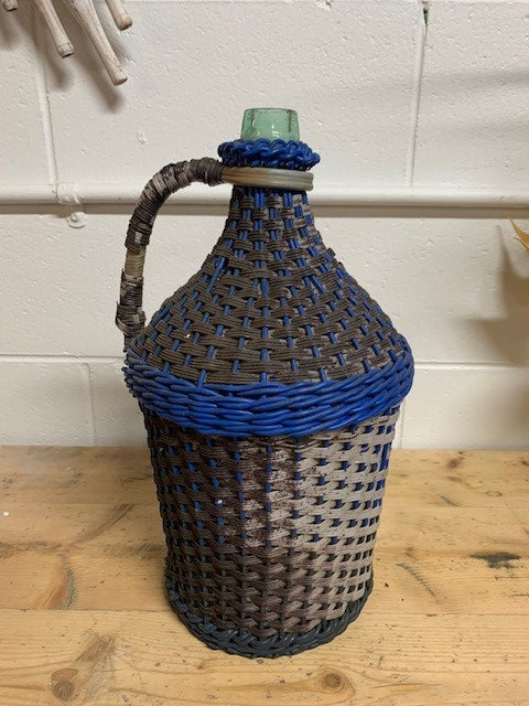 Vintage European Plastic Wicker  Demijohn Bottle  #5199 Byron