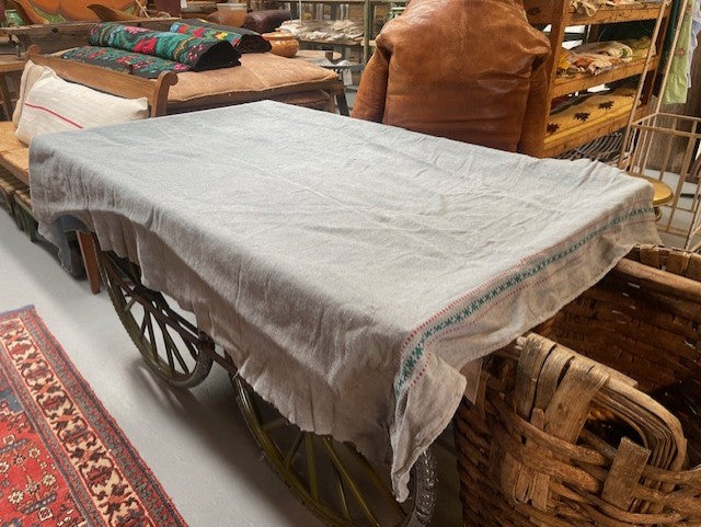 Steele Blue Dyed 1940s  Linen/Hemp Sheet    #6507 (Read Information About This Item) Byron