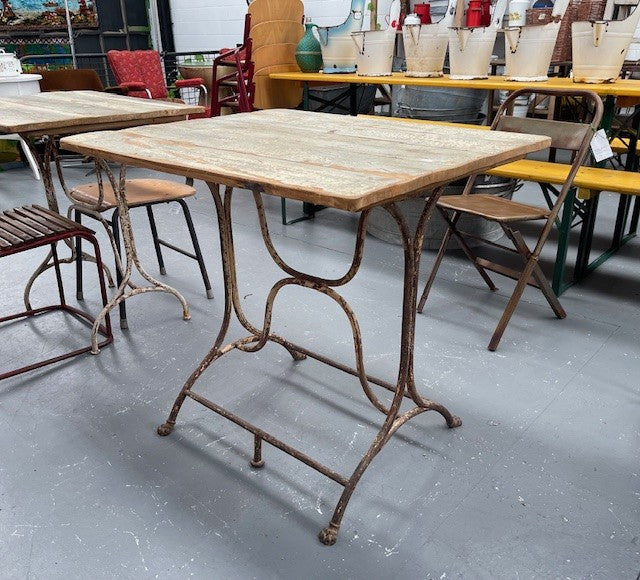 Vintage Wooden Top Metal Base Patio  Table   #6754 Byron
