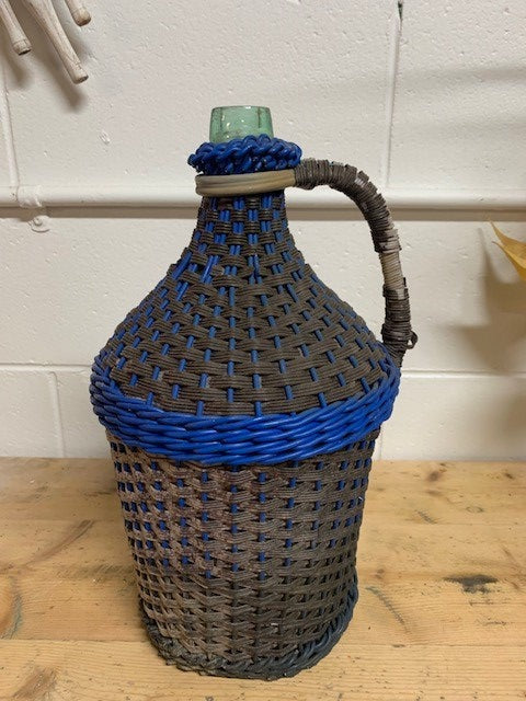 Vintage European Plastic Wicker  Demijohn Bottle  #5199 Byron